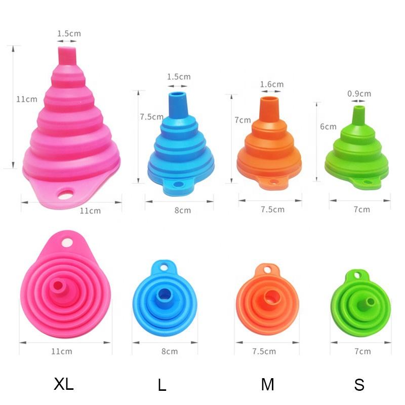 Collapsible Silicone Kitchen Funnel pack of 3 – Food-Grade, Heat Resistant & Space-Saving for Liquids, Oil, Jars & Bottles