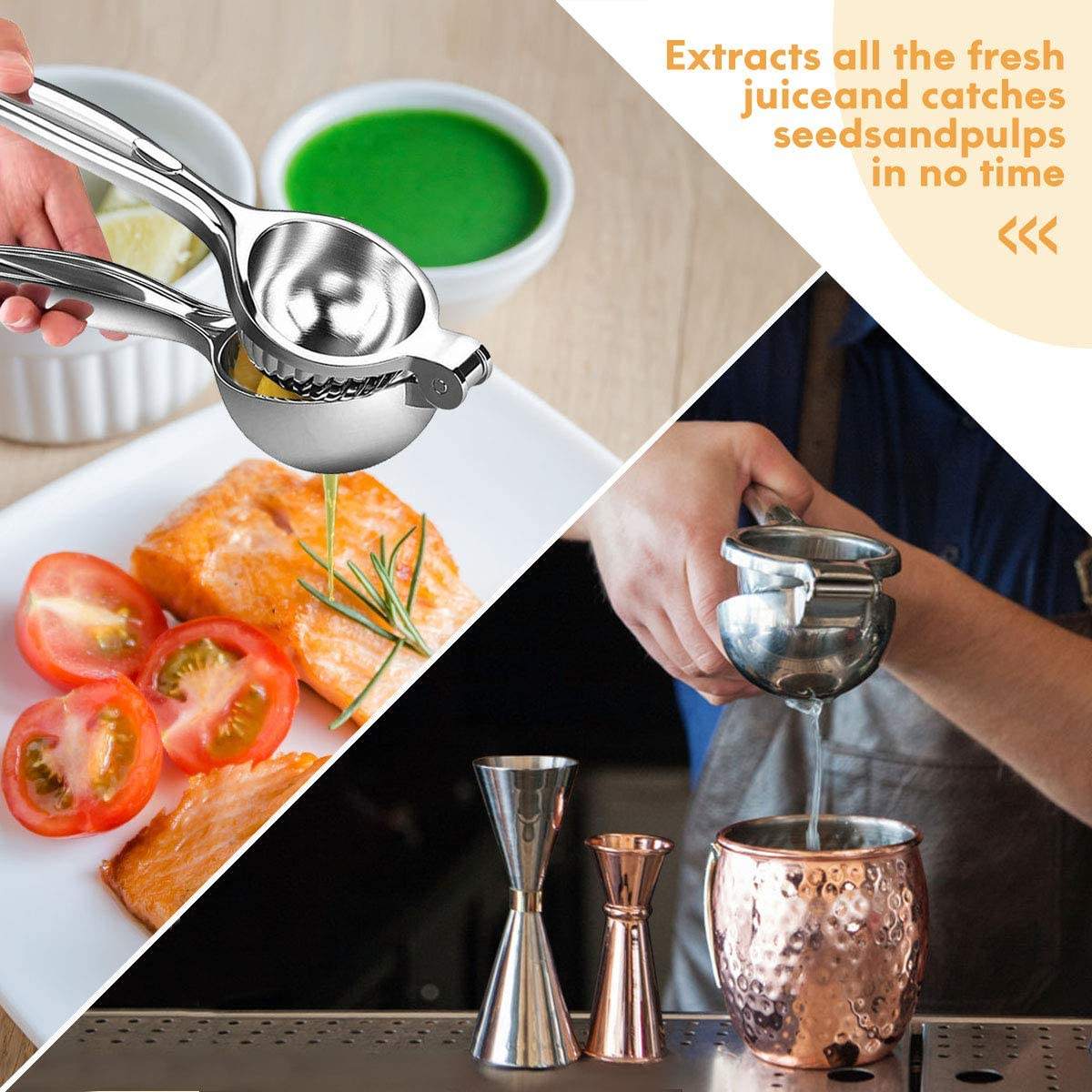 lemon squeezer, citrus juicer, manual juicer, lime squeezer, stainless steel lemon juicer, kitchen gadget, lemon press.